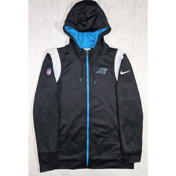 Nike Therma Fit Carolina Panthers Full Zip On Field Hoodie Black Mens Large - Picture 1 of 14